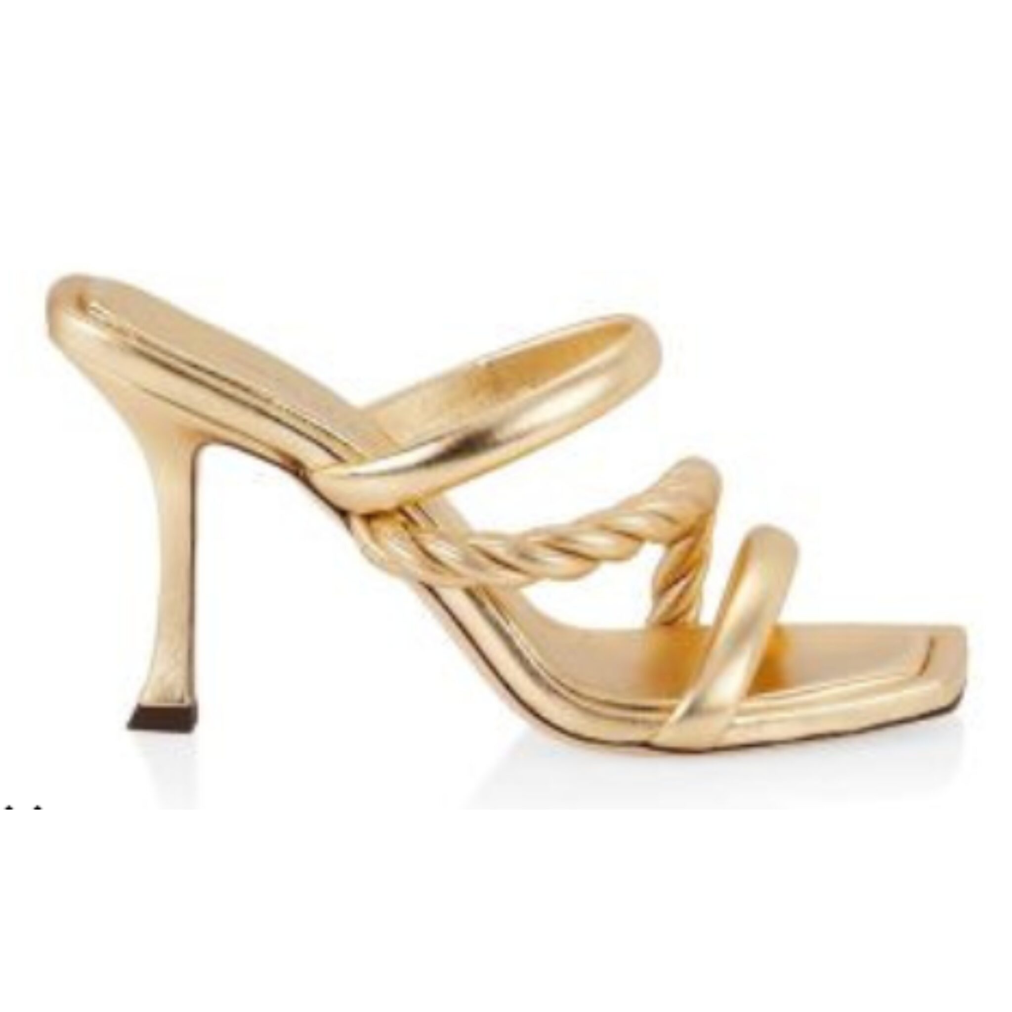 Gold sandals to wear with leather leggings.