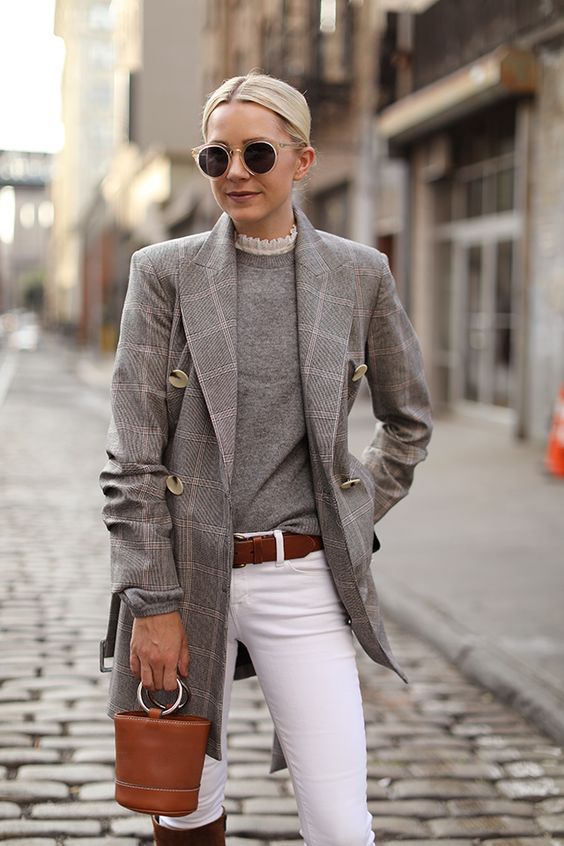 Gray sweater with blazer