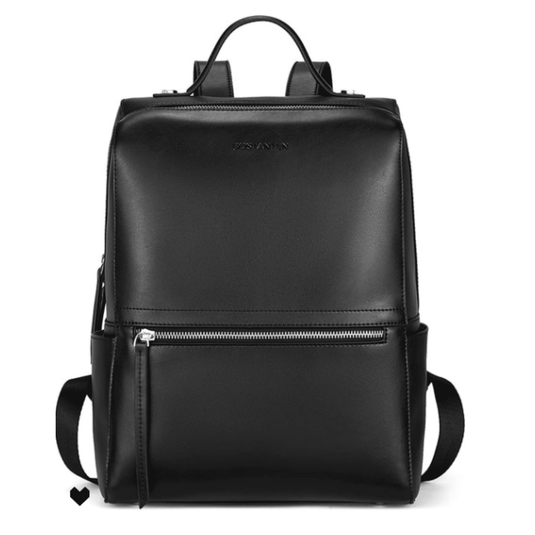 Modern Black Backpack with silver metal.