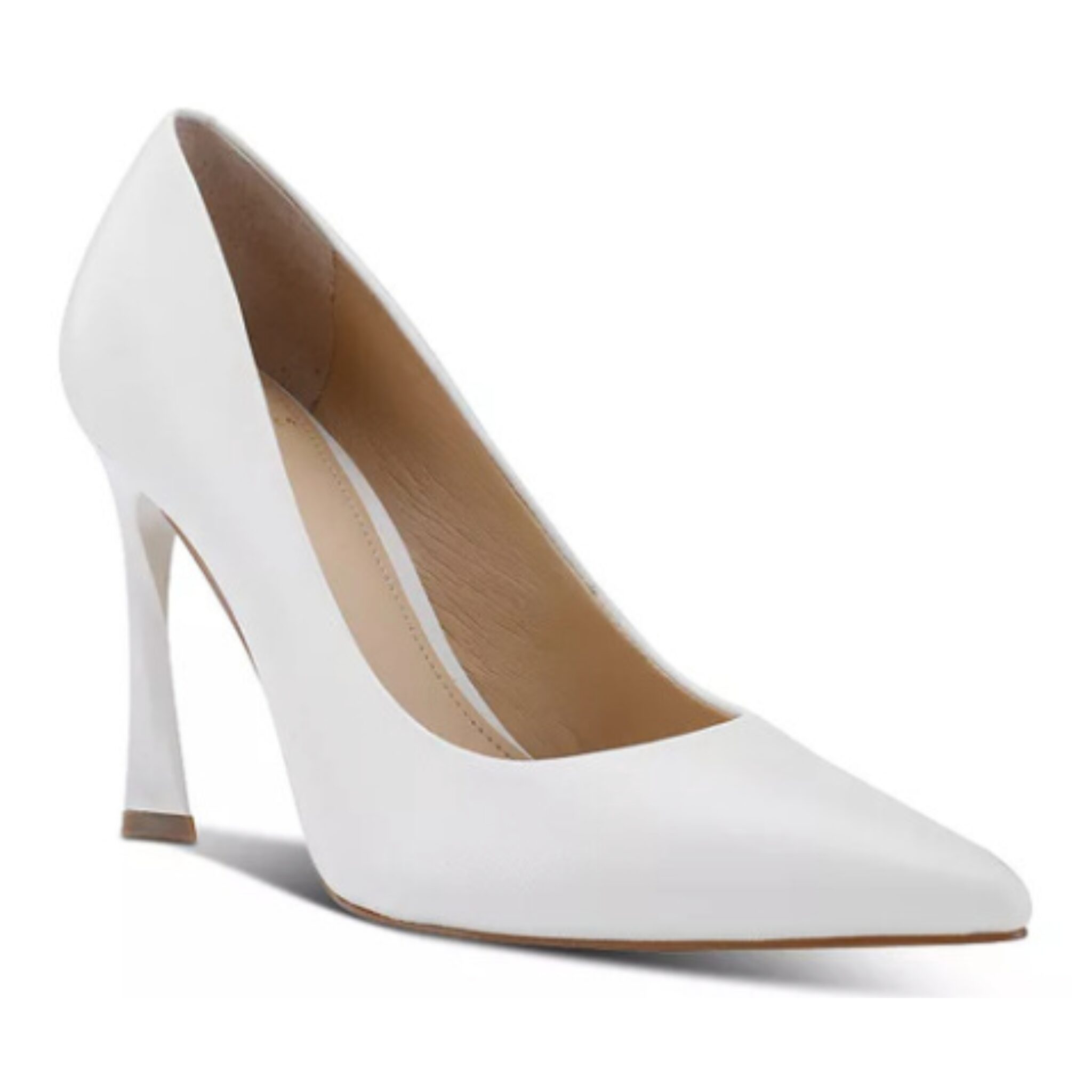 White pumps to wear with leather leggings.