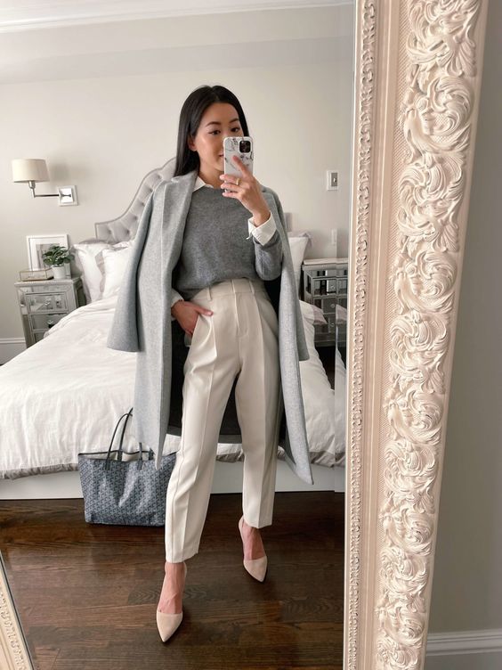 Gray sweater work wear
