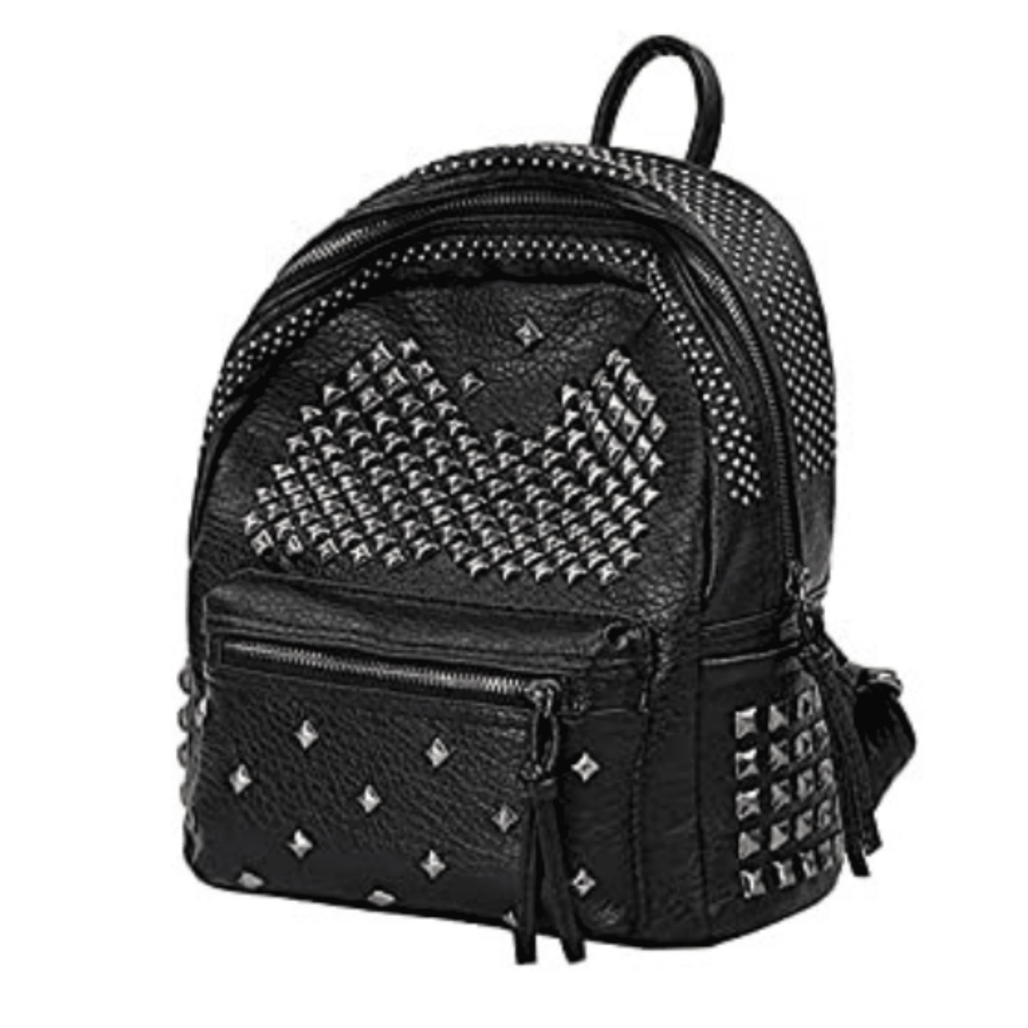 Black Studded Backpack with silver metal accents.