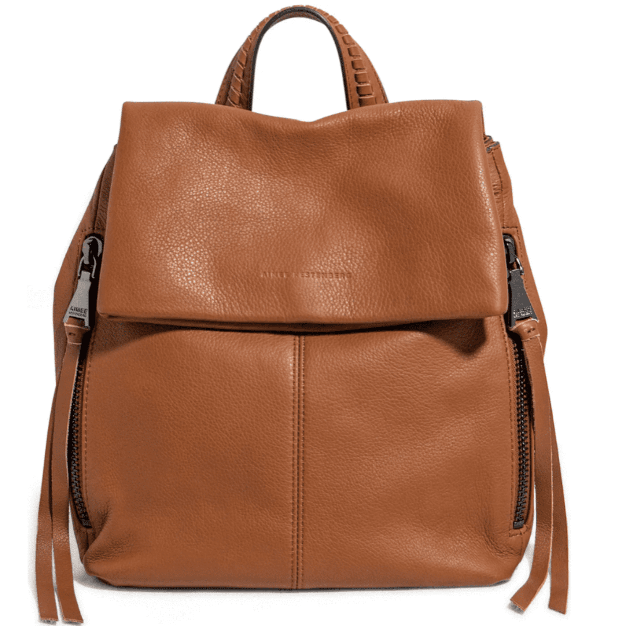 Brown backpack with two side pockets
