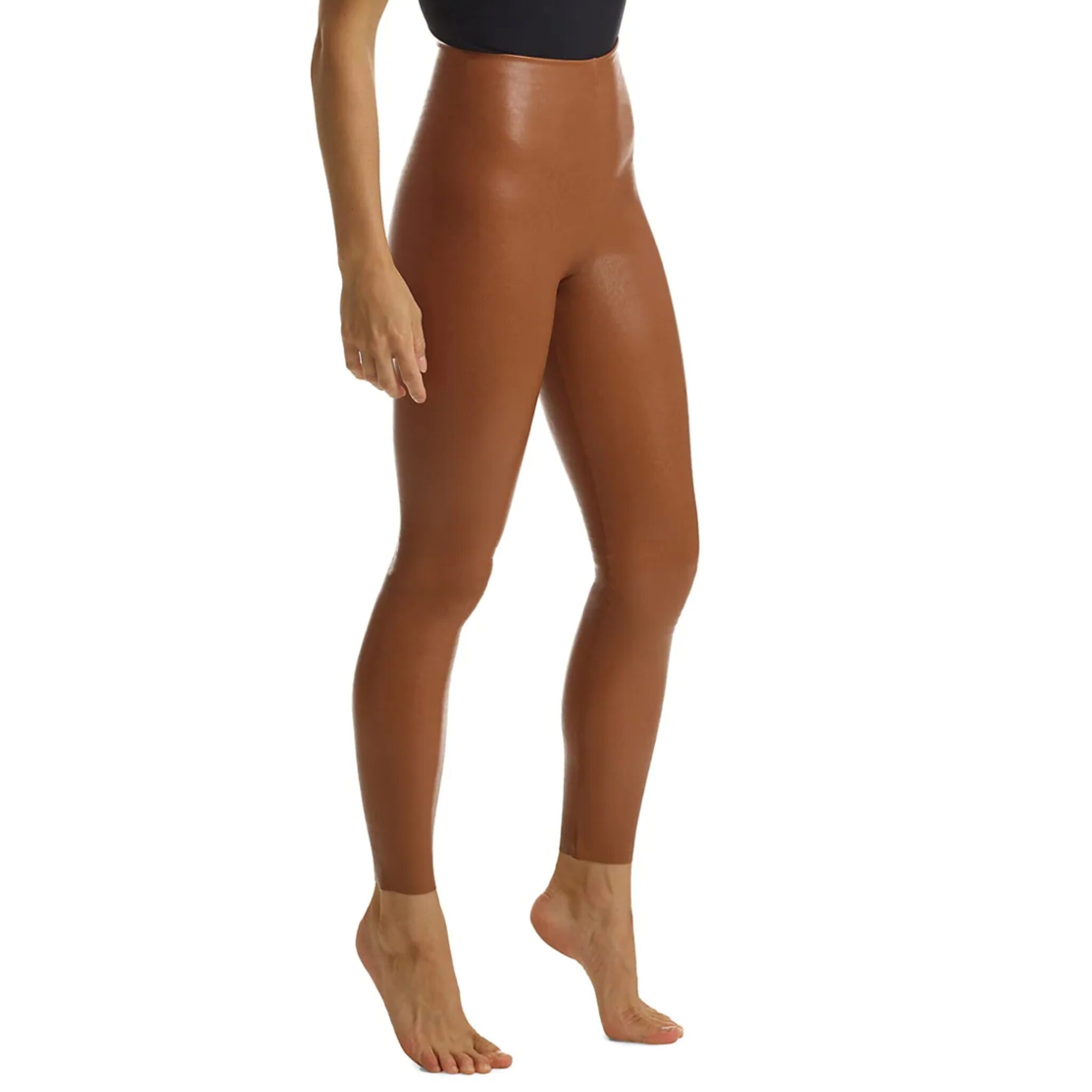 Brown faux leather leggings