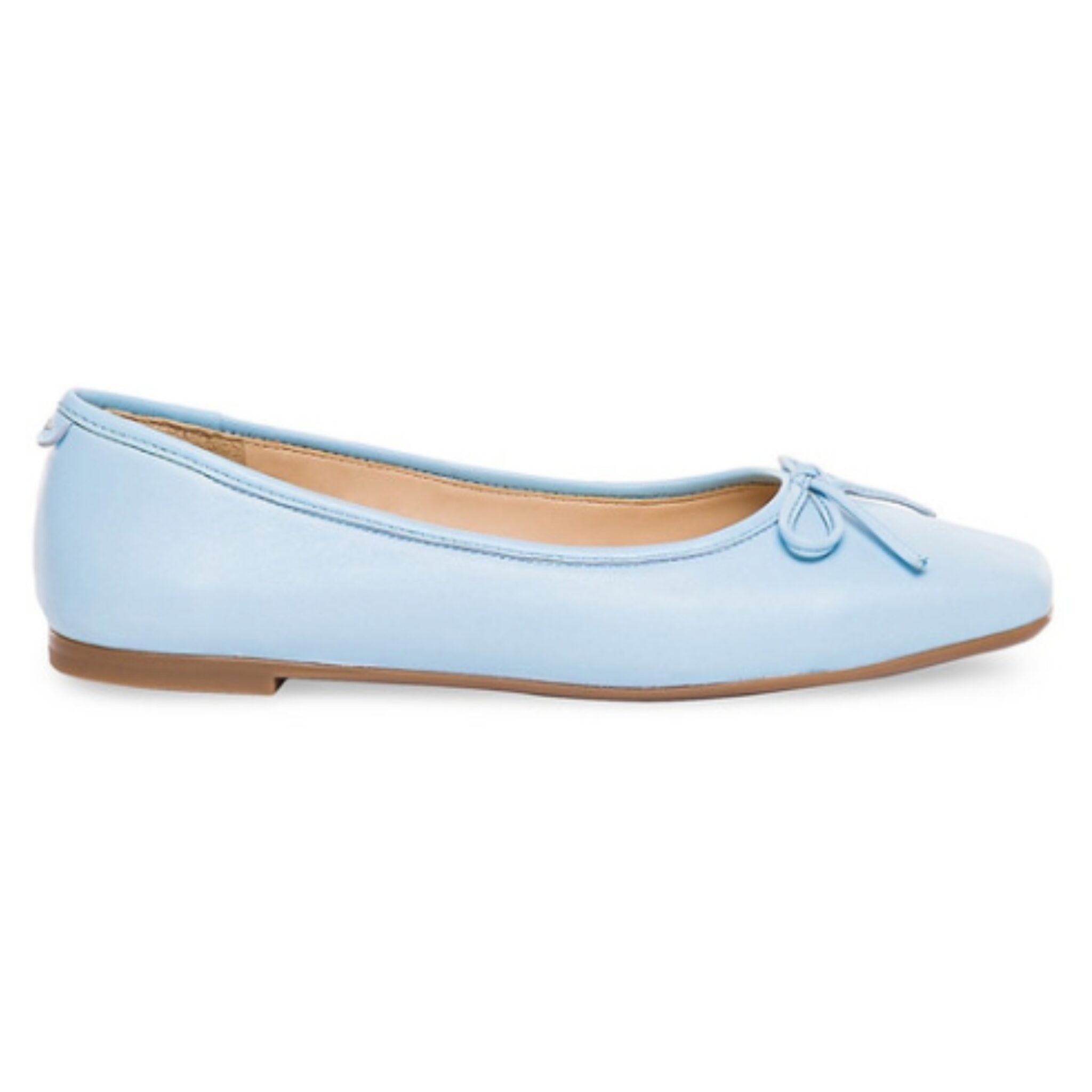 Blue ballet flats to wear with leather pants.